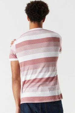 Mens Tops Striped V-Neck T-Shirt 16 Mens Tops Striped V-Neck T-Shirt