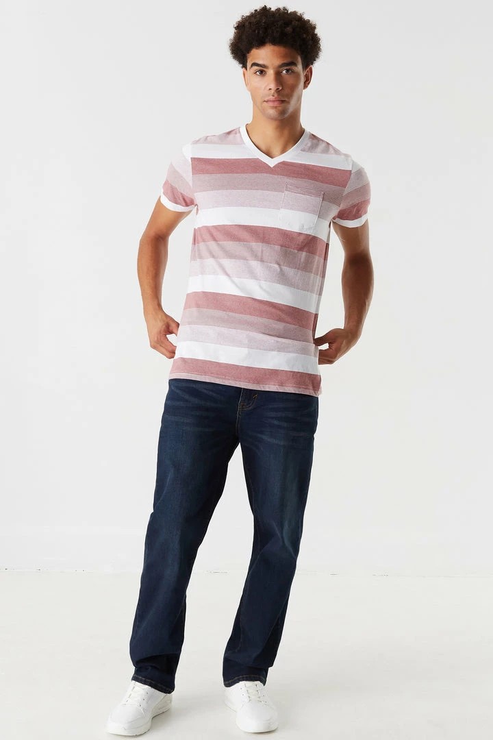 Mens Tops Striped V-Neck T-Shirt 9 Mens Tops Striped V-Neck T-Shirt