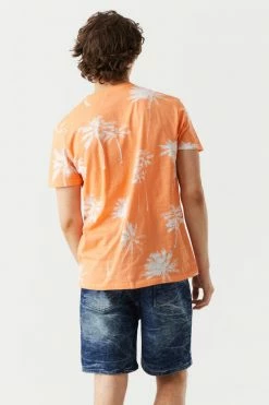 Mens Faded Palm Tree Print T-Shirt Tops
