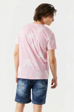 Mens Faded Palm Tree Print T-Shirt Tops