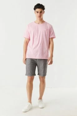 Mens Ditsy Petal Print Raw Hem Pocket T-Shirt Tops