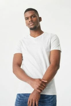 Mens Everyday Heather Print V-Neck T-Shirt Tops