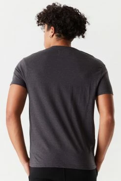 Mens Everyday Heather Print V-Neck T-Shirt Tops