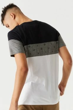 Mens Micro Striped Colour Block T-Shirt