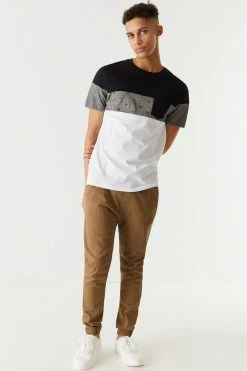 Mens Micro Striped Colour Block T-Shirt