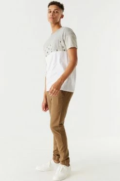 Mens Micro Striped Colour Block T-Shirt