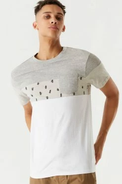 Mens Micro Striped Colour Block T-Shirt