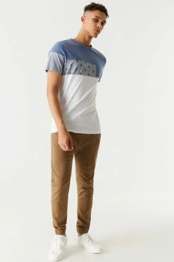 Mens Micro Striped Colour Block T-Shirt