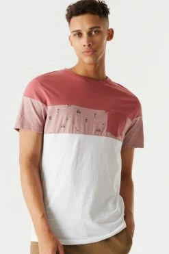 Mens Micro Striped Colour Block T-Shirt