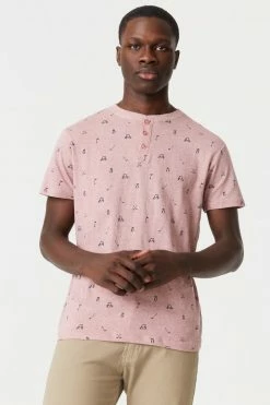 Mens Micro Golf Print Henley T-Shirt