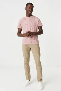 Mens Micro Golf Print Henley T-Shirt