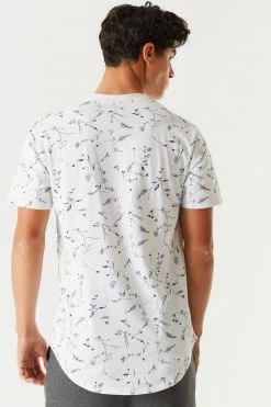 Mens Floral Printed Longline T-Shirt Tops