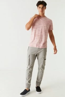 Mens Tops Space Dye Printed T-Shirt