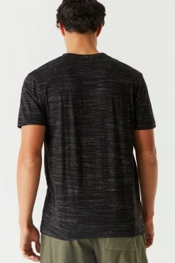 Mens Space Dye Printed Henley T-Shirt Tops