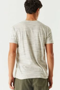 Mens Space Dye Printed Henley T-Shirt Tops