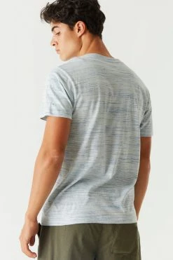 Mens Space Dye Printed Henley T-Shirt Tops