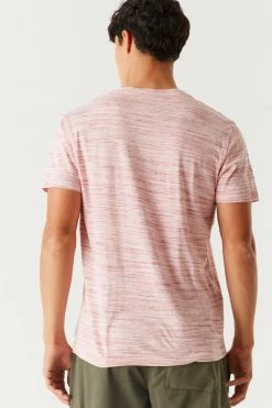 Mens Space Dye Printed Henley T-Shirt Tops