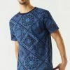 Mens Tops Bandana Printed Longline T-Shirt