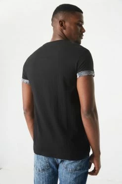 Mens Printed Pocket Crew Neck T-Shirt Tops