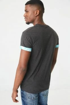 Mens Printed Pocket Crew Neck T-Shirt Tops