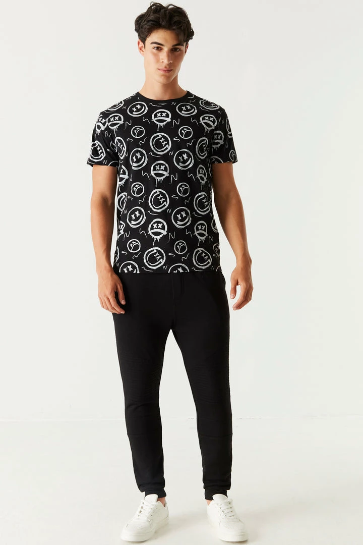 Mens Tops Graffiti Smiley Face Printed T-Shirt 3 Mens Tops Graffiti Smiley Face Printed T-Shirt