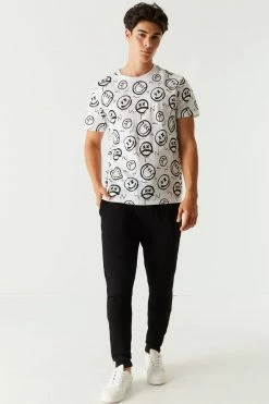 Mens Tops Graffiti Smiley Face Printed T-Shirt 14 Mens Tops Graffiti Smiley Face Printed T-Shirt