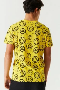 Mens Tops Graffiti Smiley Face Printed T-Shirt 16 Mens Tops Graffiti Smiley Face Printed T-Shirt