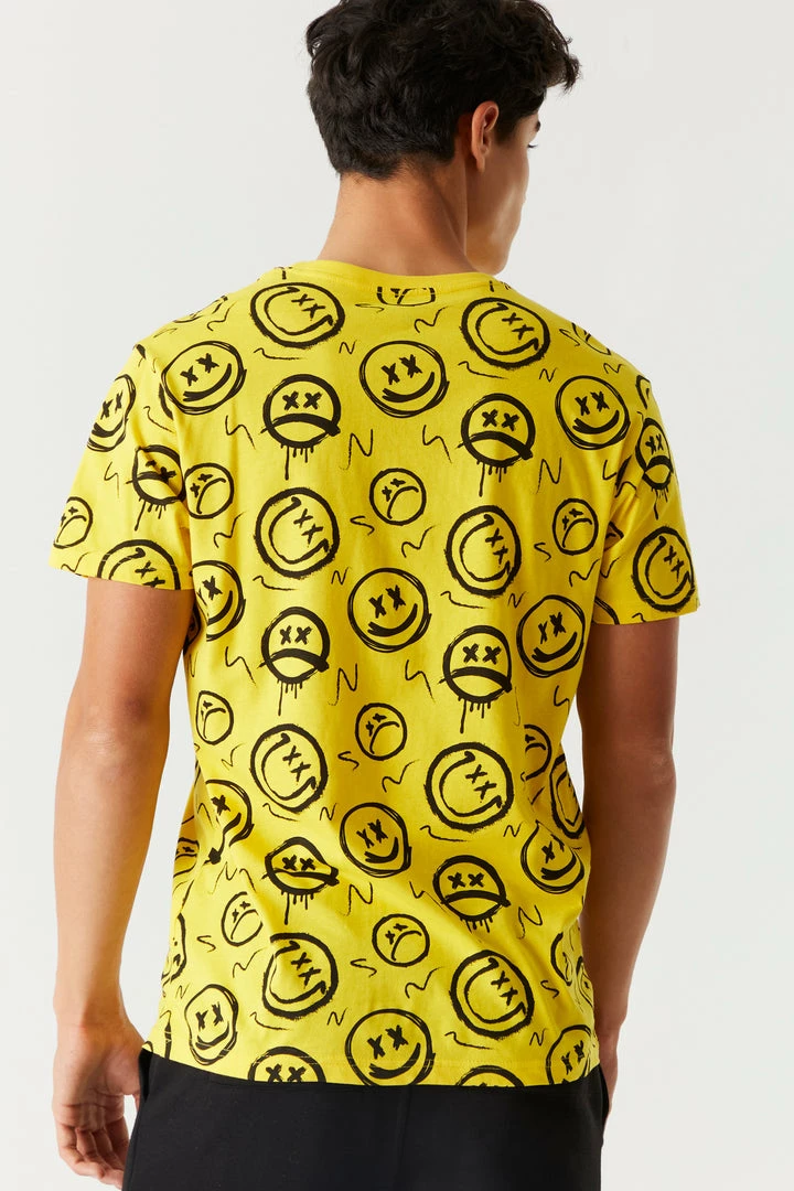 Mens Tops Graffiti Smiley Face Printed T-Shirt 8 Mens Tops Graffiti Smiley Face Printed T-Shirt