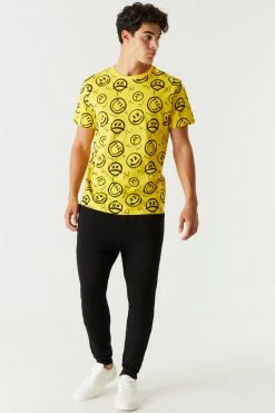 Mens Tops Graffiti Smiley Face Printed T-Shirt 17 Mens Tops Graffiti Smiley Face Printed T-Shirt