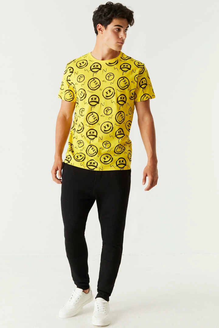Mens Tops Graffiti Smiley Face Printed T-Shirt 9 Mens Tops Graffiti Smiley Face Printed T-Shirt