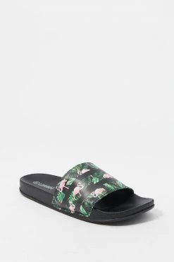 Mens Tropical Print Band Slide-On Sandal