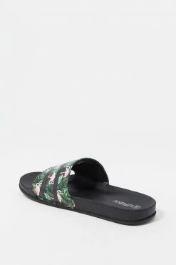 Mens Tropical Print Band Slide-On Sandal