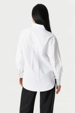 Stitches Ladies Oversized Button-Up Poplin Shirt