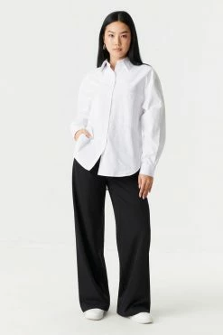 Stitches Ladies Oversized Button-Up Poplin Shirt 14 Stitches Ladies Oversized Button-Up Poplin Shirt