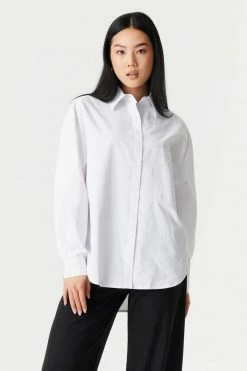 Stitches Ladies Oversized Button-Up Poplin Shirt