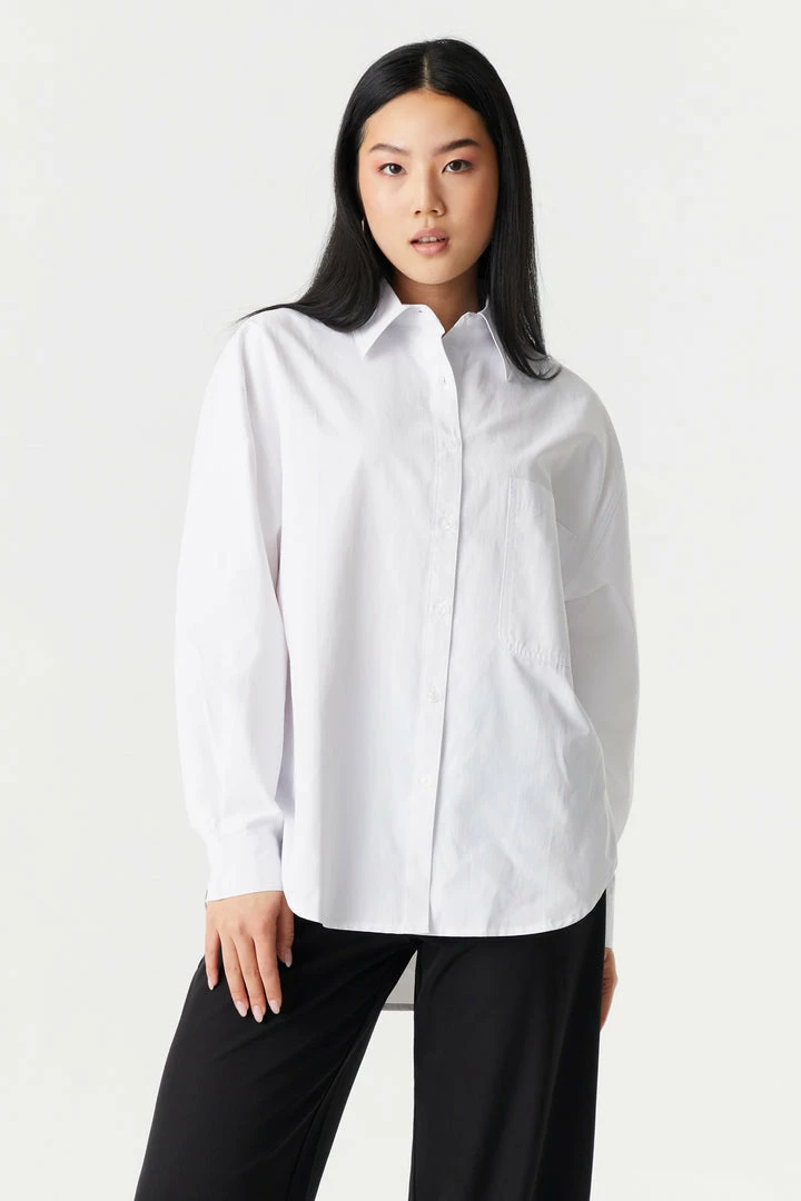 Stitches Ladies Oversized Button-Up Poplin Shirt 1 Stitches Ladies Oversized Button-Up Poplin Shirt