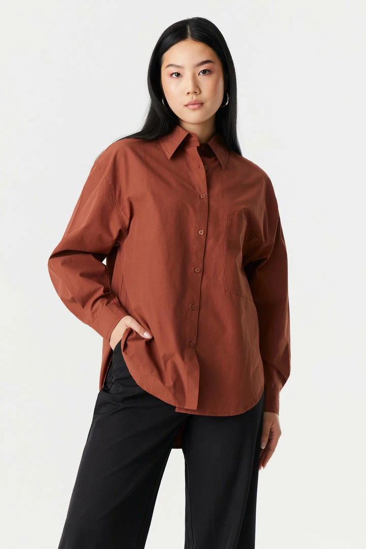Stitches Ladies Oversized Button-Up Poplin Shirt 7 Stitches Ladies Oversized Button-Up Poplin Shirt