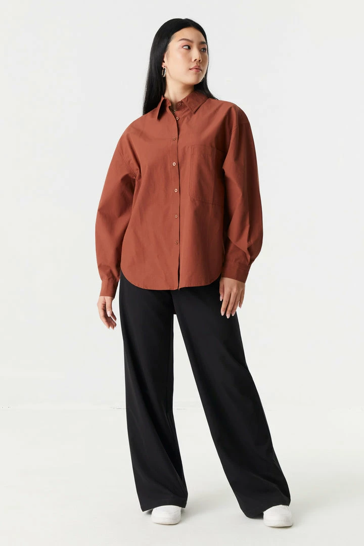 Stitches Ladies Oversized Button-Up Poplin Shirt 9 Stitches Ladies Oversized Button-Up Poplin Shirt