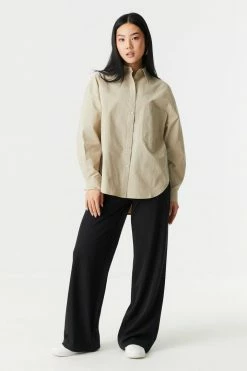 Stitches Ladies Oversized Button-Up Poplin Shirt 23 Stitches Ladies Oversized Button-Up Poplin Shirt