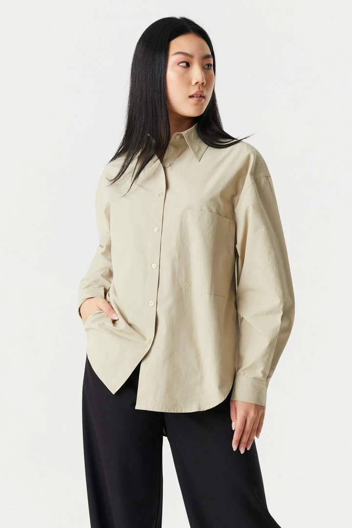 Stitches Ladies Oversized Button-Up Poplin Shirt 10 Stitches Ladies Oversized Button-Up Poplin Shirt