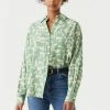 Stitches Ladies Abstract Shape Print Oversized Button-Up Shirt
