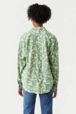 Stitches Ladies Abstract Shape Print Oversized Button-Up Shirt