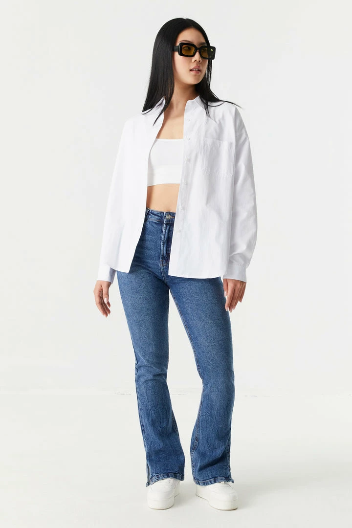 Stitches Ladies Poplin Button-Up Long Sleeve Top 6 Stitches Ladies Poplin Button-Up Long Sleeve Top