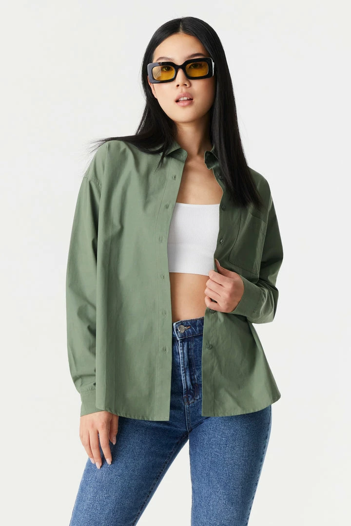 Stitches Ladies Poplin Button-Up Long Sleeve Top 1 Stitches Ladies Poplin Button-Up Long Sleeve Top