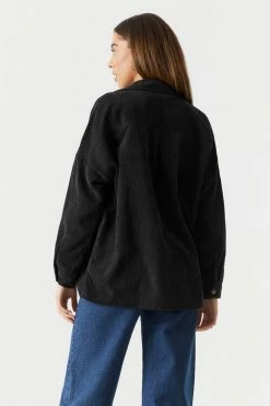 Stitches Ladies Tops Button-Up Oversized Corduroy Long Sleeve Top