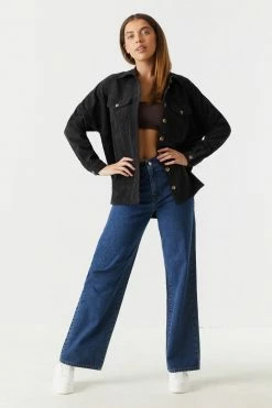 Stitches Ladies Tops Button-Up Oversized Corduroy Long Sleeve Top