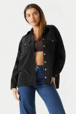 Stitches Ladies Tops Button-Up Oversized Corduroy Long Sleeve Top