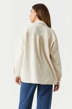 Stitches Ladies Tops Button-Up Oversized Corduroy Long Sleeve Top