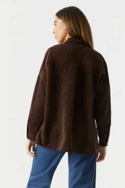 Stitches Ladies Tops Button-Up Oversized Corduroy Long Sleeve Top