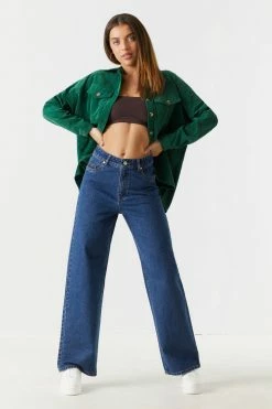 Stitches Ladies Tops Button-Up Oversized Corduroy Long Sleeve Top